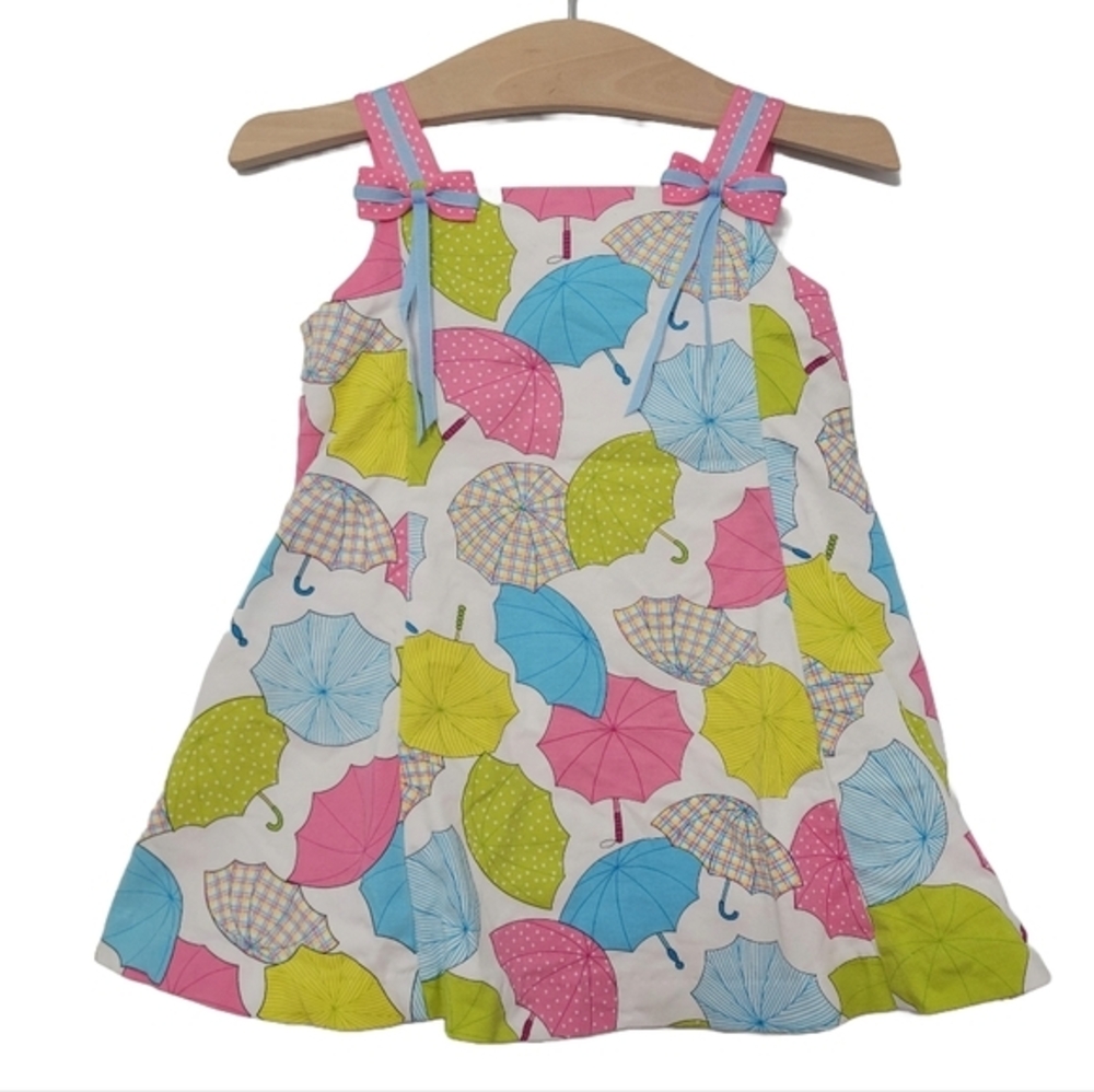 Toddler Girls Umbrella Print Fit and Flare‎ Dress Size 2T Neon Colorful Novelty